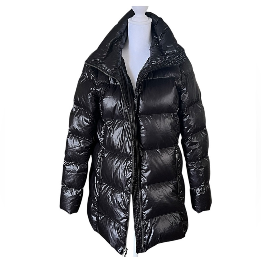Lands' End Titanium Premium Black Puffer Jacket Medium